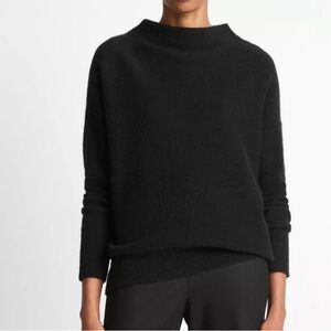 NWT Vince Women’s Black Plush Cashmere Funnel-Neck Sweater